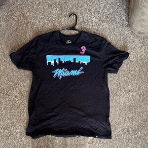 Dwayne Wade Miami Skyline Black Graphic Tee